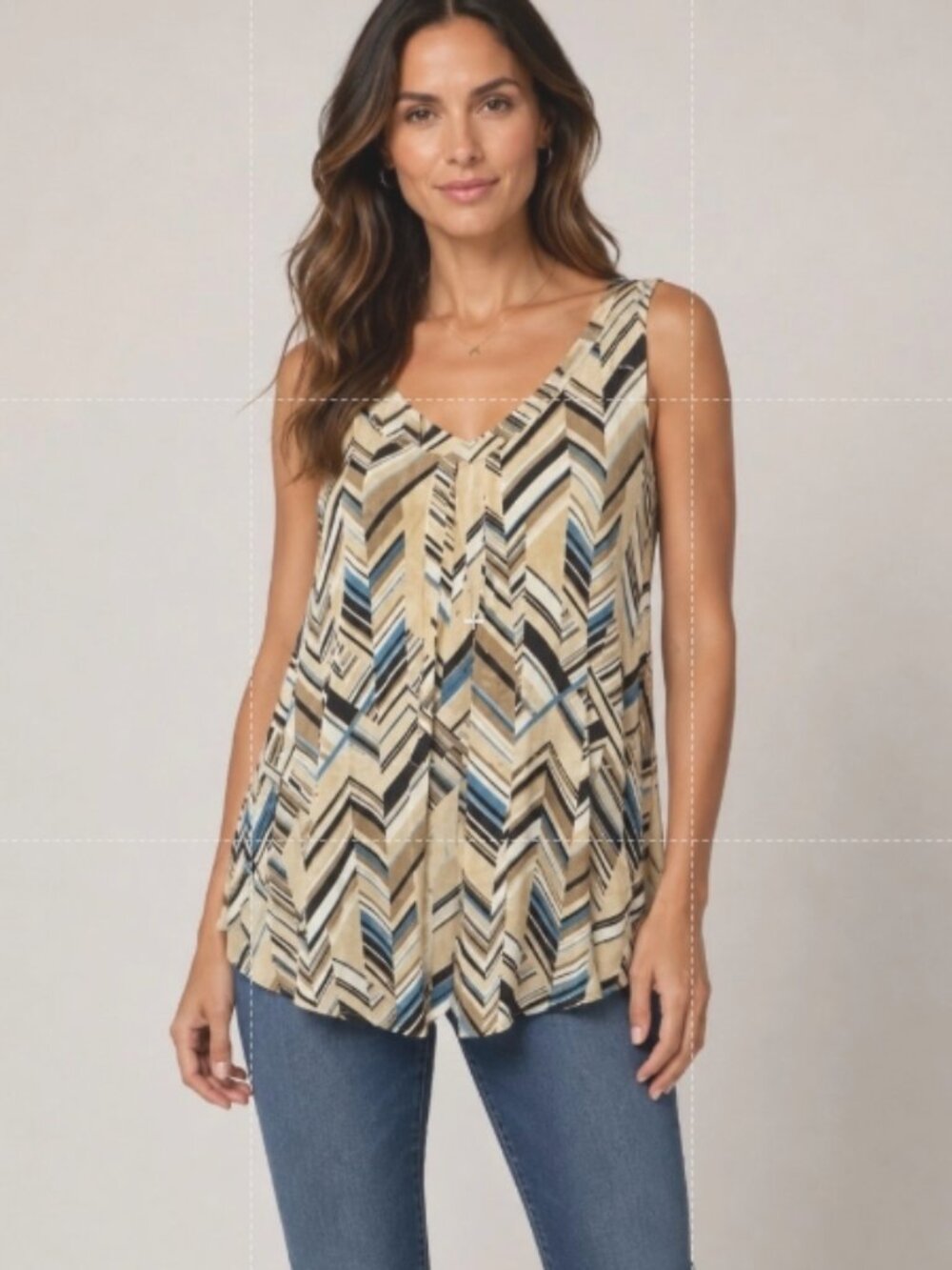 C22 Any Wear by Catherines Brown and Blue Tank Top, 1X